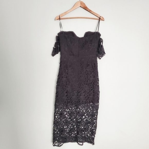 NEW J.O.A. Black Embroidered Eyelet Off Shoulder Dress - Picture 4 of 6